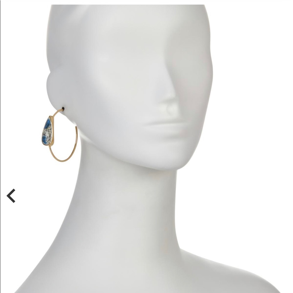 Rarities Gold-Plated Pear-Shaped Gemstone Hoop Earrings Labradorite Stone